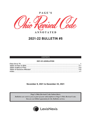 cover image of Page's Ohio Revised Code Annotated Legislative Bulletin Service